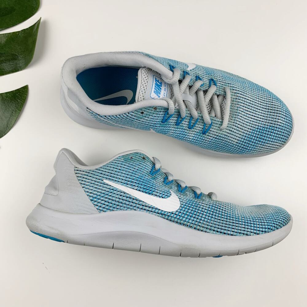 Nike Flex 2018 RN Sneakers Running Shoes White Blue AA7408 Women's 7